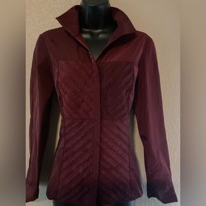 Lafayette148 Maroon Taffeta Designer Blouse with Detailed Bodice Long sleeves